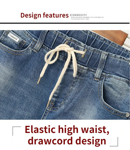 XL-6XL Plus Size jeans for Women Mom Jeans Woman Elastic High Waist Blue BaggyJeans Denim Ripped Jeans Female Harem Pants