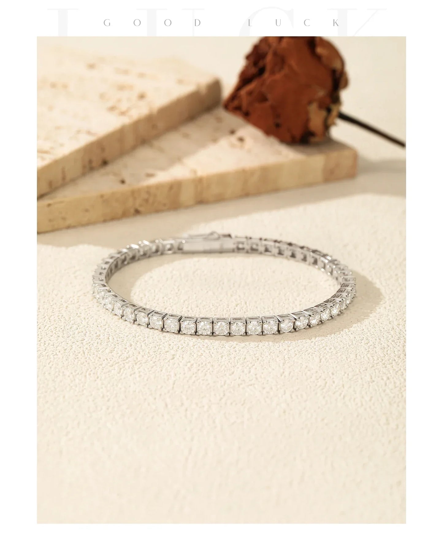 D Color VVS1 Moissanite Tennis Bracelet 925 Sterling Silver Single Classic Bracelets With Box for Women Man Fine Jewelry