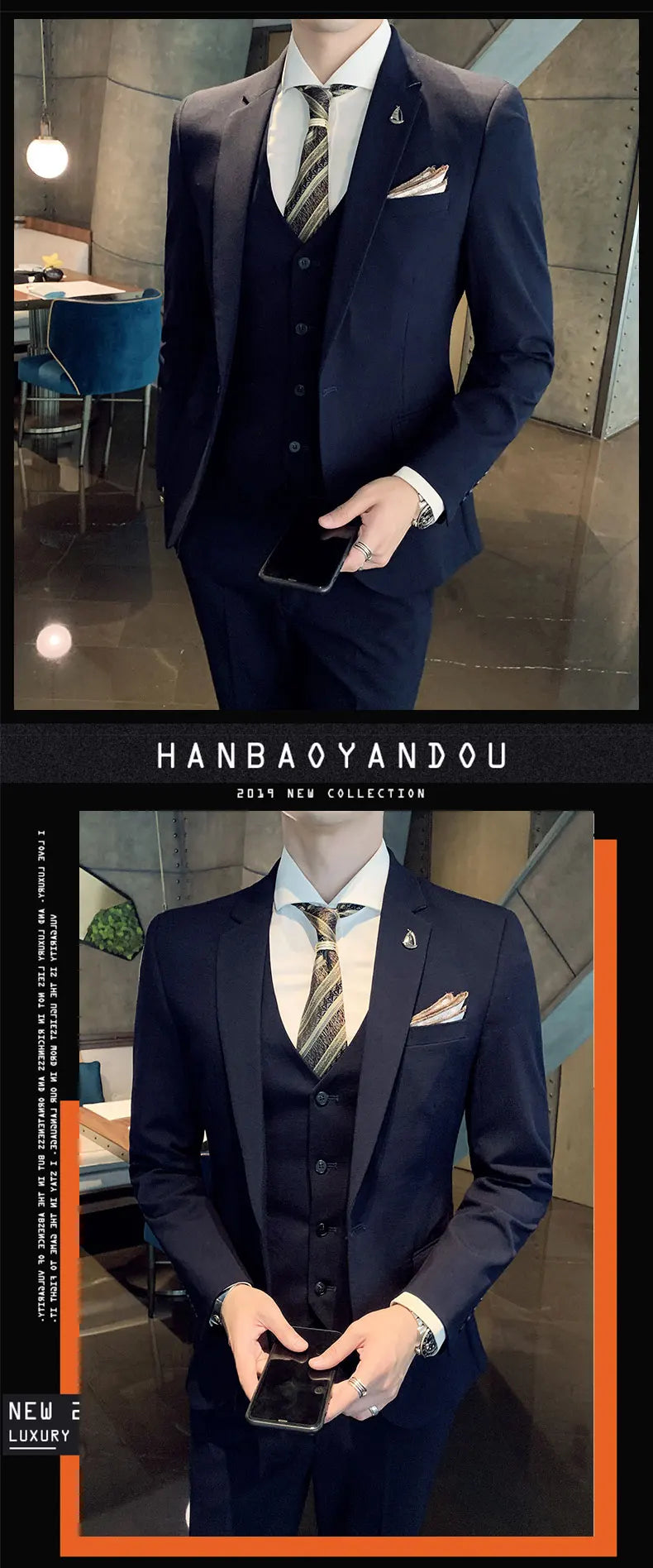 Men's 2025 Three-Piece Suit Set Casual Business Wedding Banquet Outfit Handsome M-4XL Stylish Combination with Vest And Trousers