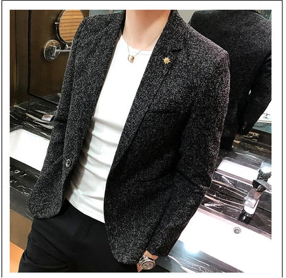New Boutique Men's Solid Color British Style Fashion Casual Business Job Interview Gentleman Party Best Man Dress Suit