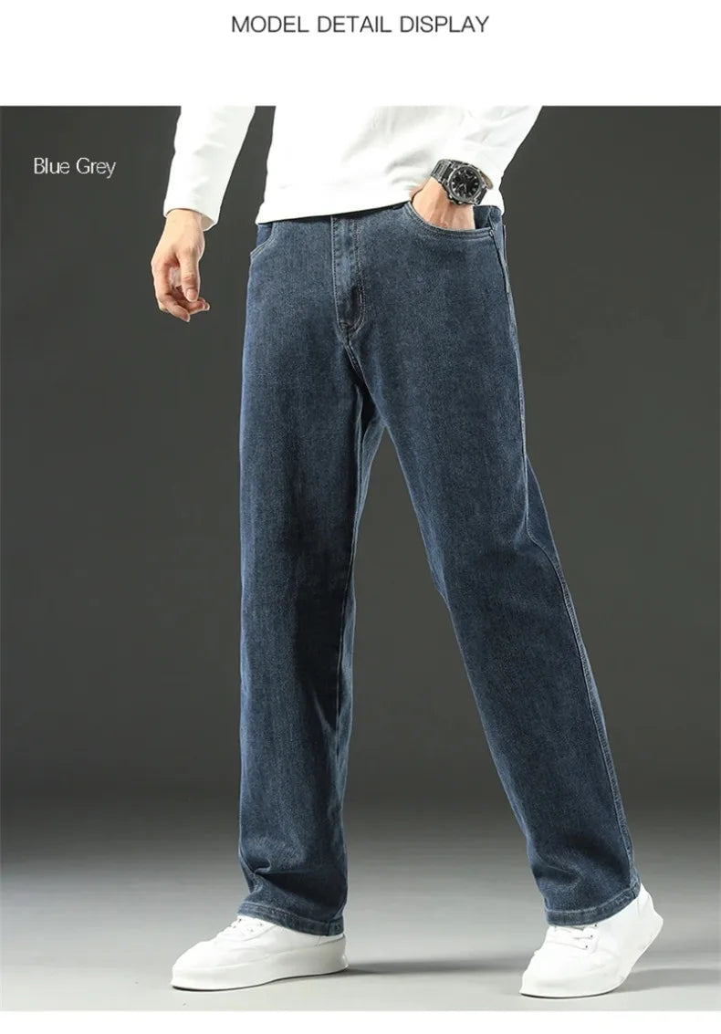 2026 New Spring and Autumn Men's Jeans, Loose, Comfortable, Straight, Business Casual, Versatile Wide-leg Business Trousers