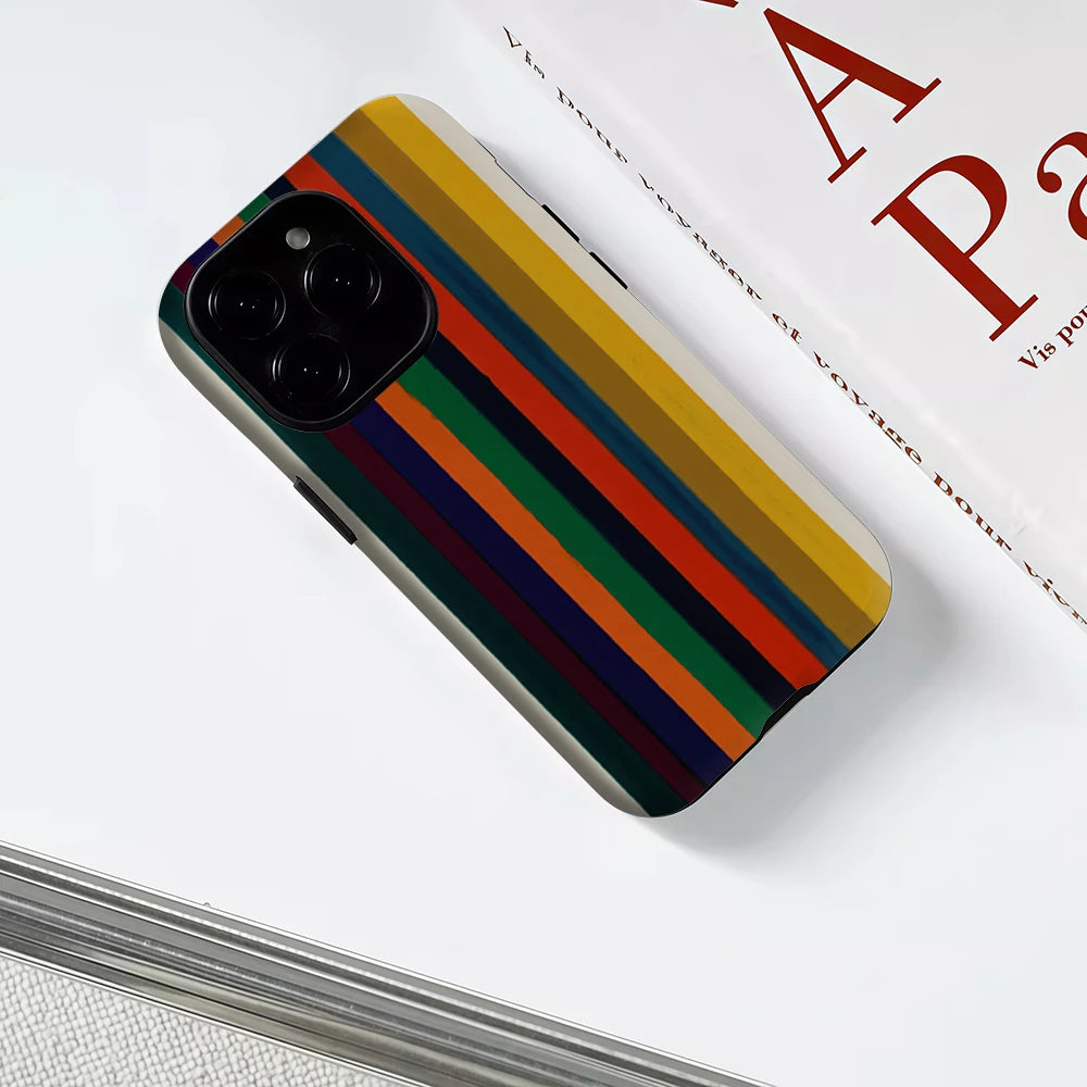 Cream Color StripesPhone Case for Magnetic  for IPhone 17 16 15 14 13 Pro Max Plus Single Double-layer Tough Case