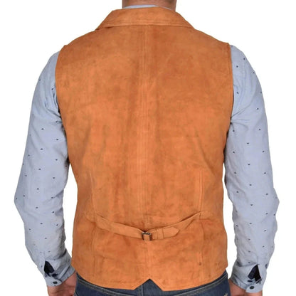 Men Vest Orange Velvet With Lapel Single Button Waistcoat For Wedding Banquet Business Office Casual Daily Work Men Suit Vest