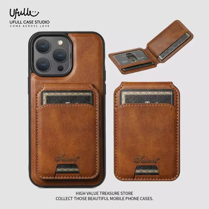 Luxury Magnetic Card Holder Leather 2 in 1 Phone Case For iPhone 17 16 15 14 13 12 Pro Max Plus Air Detachable Stand Phone Cover