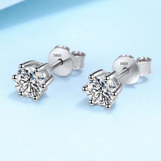 0.5ct 1ct 2ct Moissanite Stud Earrings for Women 925 Sterling Silver Green Pink Black Blue Grey Sparkling Studs Earring