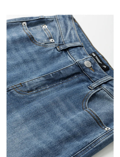 Women Denim Jeans 2025 Autumn New Lyocell Rolling Up Hem Elastic and Simple Straight Leg Ankle Length Pants
