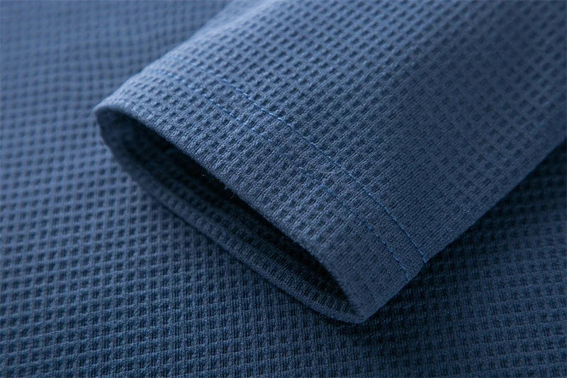 Minimalist Men's V-neck Long Sleeve T-shirt Soft Knitted Fabric Comfortable Top for All Seasons