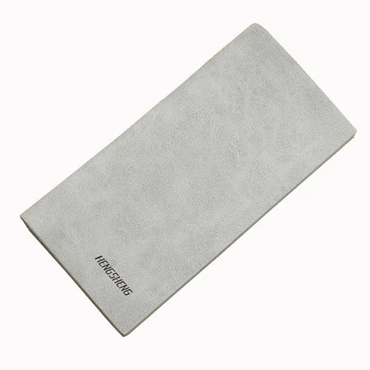 Portefeuille Long Homme Ultra Fin Givré en Cuir PU pour Cartes de Crédit Anti-RFID, en Cuir de Vachette