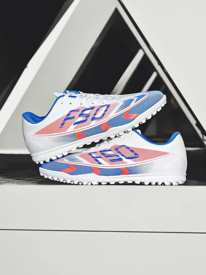 Breathable TF Soccer Shoes Men Women Kids PU+Fabric Non-Slip Wear-Resistant Rubber Sole Training Shoes