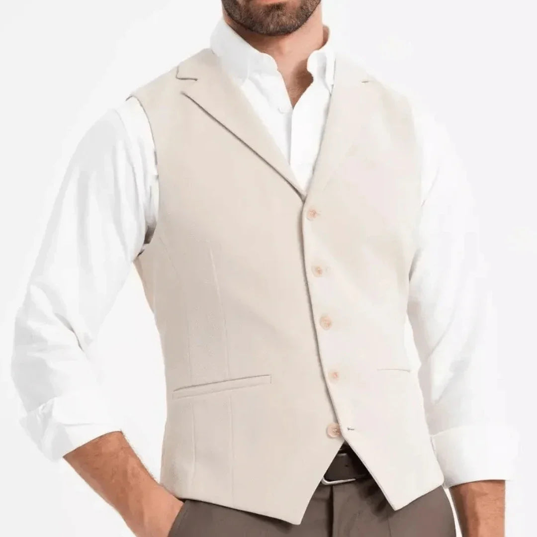 Men Vest White Double Button With Pocket Solid Waistcoat For Wedding Banquet Business Work Office Casual Daily Men Suit Vest