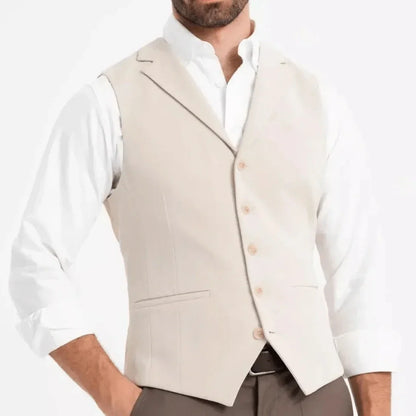 Men Vest White Double Button With Pocket Solid Waistcoat For Wedding Banquet Business Work Office Casual Daily Men Suit Vest
