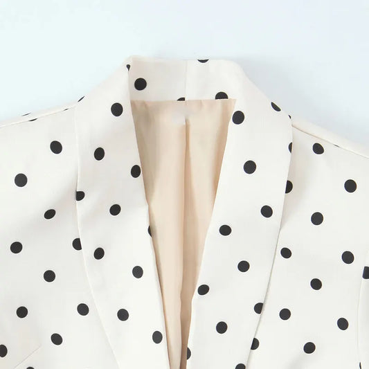 2026 Spring Chic Women Blazer Polka Dot Single Breasted Long Sleeve Blazer New Fashion Office Lady Blazers