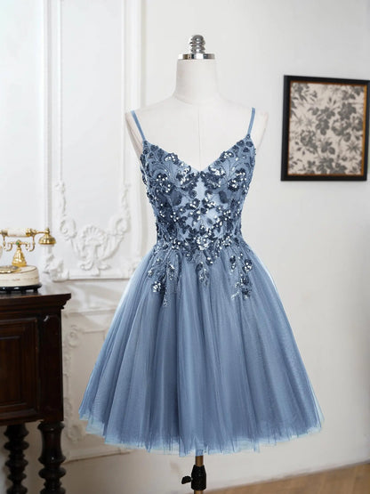 Sling Evening Dresses Sexy Spaghetti Straps V-Neck Illusion Sequins Appliques Prom Dress A-Line Train High Split Gowns