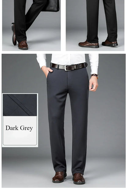 Elastic Men's Suit Pants Thin Straight Leg Pants Wrinkle Resistant Non-ironing Streetwear Men's Pants Business