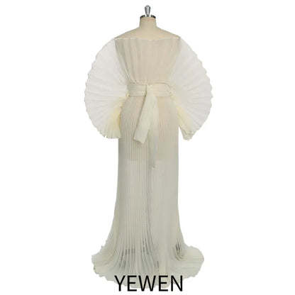 2026 Fashion Sheer Pleated Organza Maternity Dresses for Photoshoot Long Dress for Maternity Shoot Baby Shower Dresses YEWEN