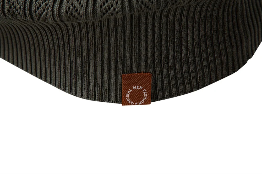 Premium Solid Color Polo Men Slim Fit Zip Long Sleeve Luxury Textured Fabric Business Casual Mens Sweatshirt