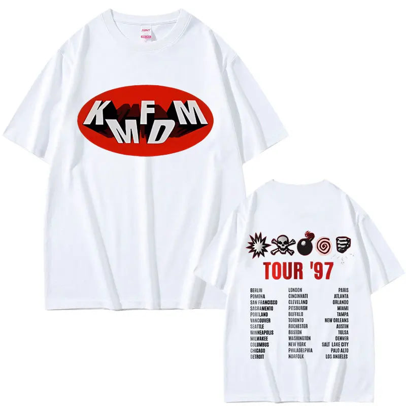 Rock Band Kmfdm Tour 97 Graphic Print T-shirt Summer Men Women Vintage Gothic Punk  Streetwear Male Casual Pure Cotton T Shirts
