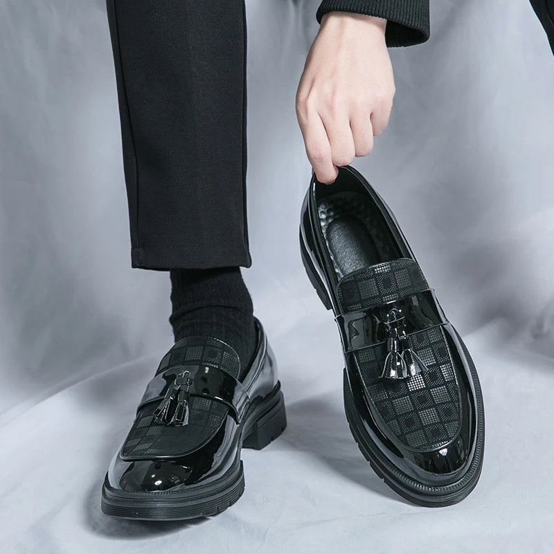 Leather Men Casual Black Tassel Loafers Handmade Soft Leisure Shoes Breathable Slip-On Comfortable for Drive Footwear Moccasins