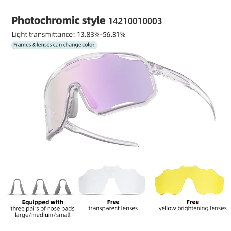 Cycling Glasses Goggles Polarized/Photochromic Sunglasses Sport Big frame Eyewear UV400 Sun Protection with 2 Lens