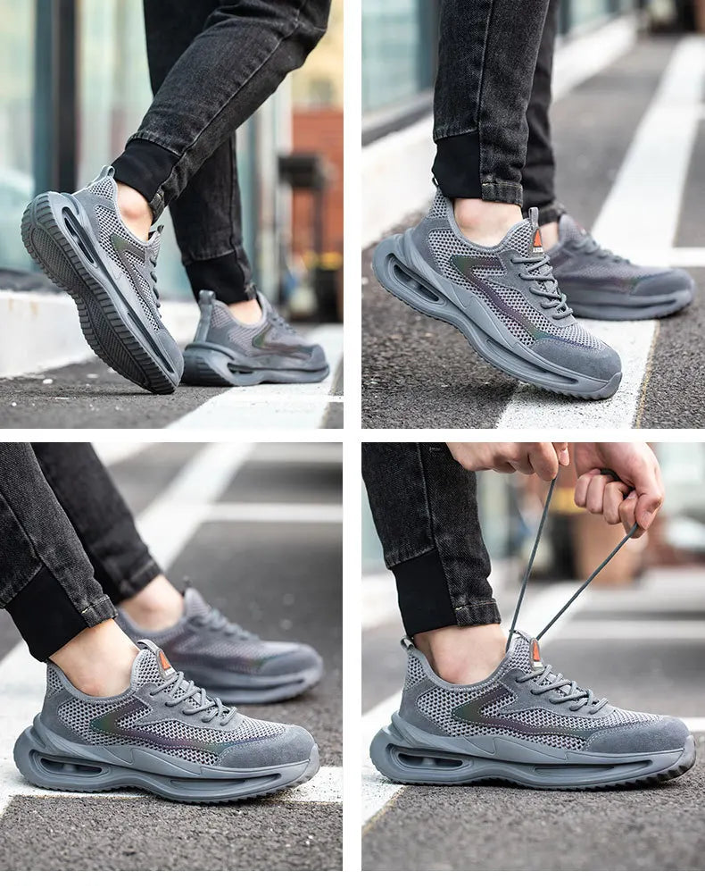 summer breathable work shoes with iron toe anti puncture security shoes work sneakers for men anti-slip Lightweight safety shoes