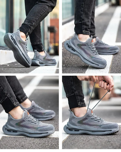 summer breathable work shoes with iron toe anti puncture security shoes work sneakers for men anti-slip Lightweight safety shoes