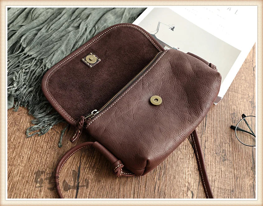 Handmade Retro Soft Cow Leather Women Bag 2026 New Simple Solid Color Shoulder Bags Leisure Ladies Small Messenger Bag