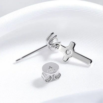 Cross Dangle All Moissanite Drop Earrings for Women D Color VVS1 Lab Diamond Jewelry Hip Hop Real S925 Sterling Silver