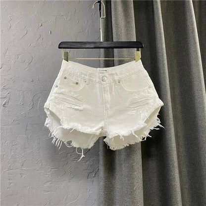 Sexy Low-waisted Denim Shorts 2026 New Summer Hole A Wide-leg Pants Ripped Jeans for Women