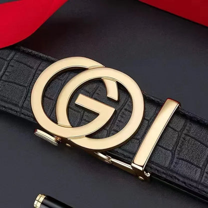 New genuine leather fashionable printed men's belt trend business versatile jeans belt for men