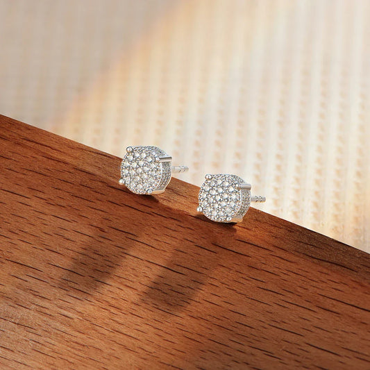 D VVS1 Round Full Moissanite Earrings for Women Men 925 Sterling Silver 18k Gold Shiny Hiphop Studs Party Gift Jewelry