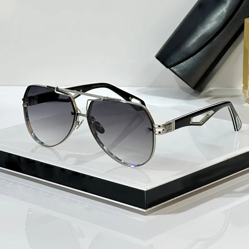 King I Top Quality Luxury Designer Sunglasses Big Oval Alloy Acetate Germany Trendy UV400 for Men Women Fashion Street with Case