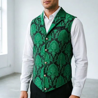 New Men Jacquard Suit Vest Loose Tops Red / Green  / Blue / Pink Fashion Male Wedding Prom Party Luxury Dress Waistcoat