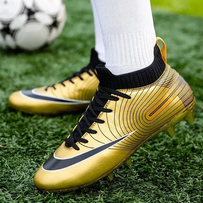 Men Soccer Shoes Ankle Outdoor Long Spikes Football Boots TF Professional Grass Cleats Unisex Football Shoes Chuteira Society