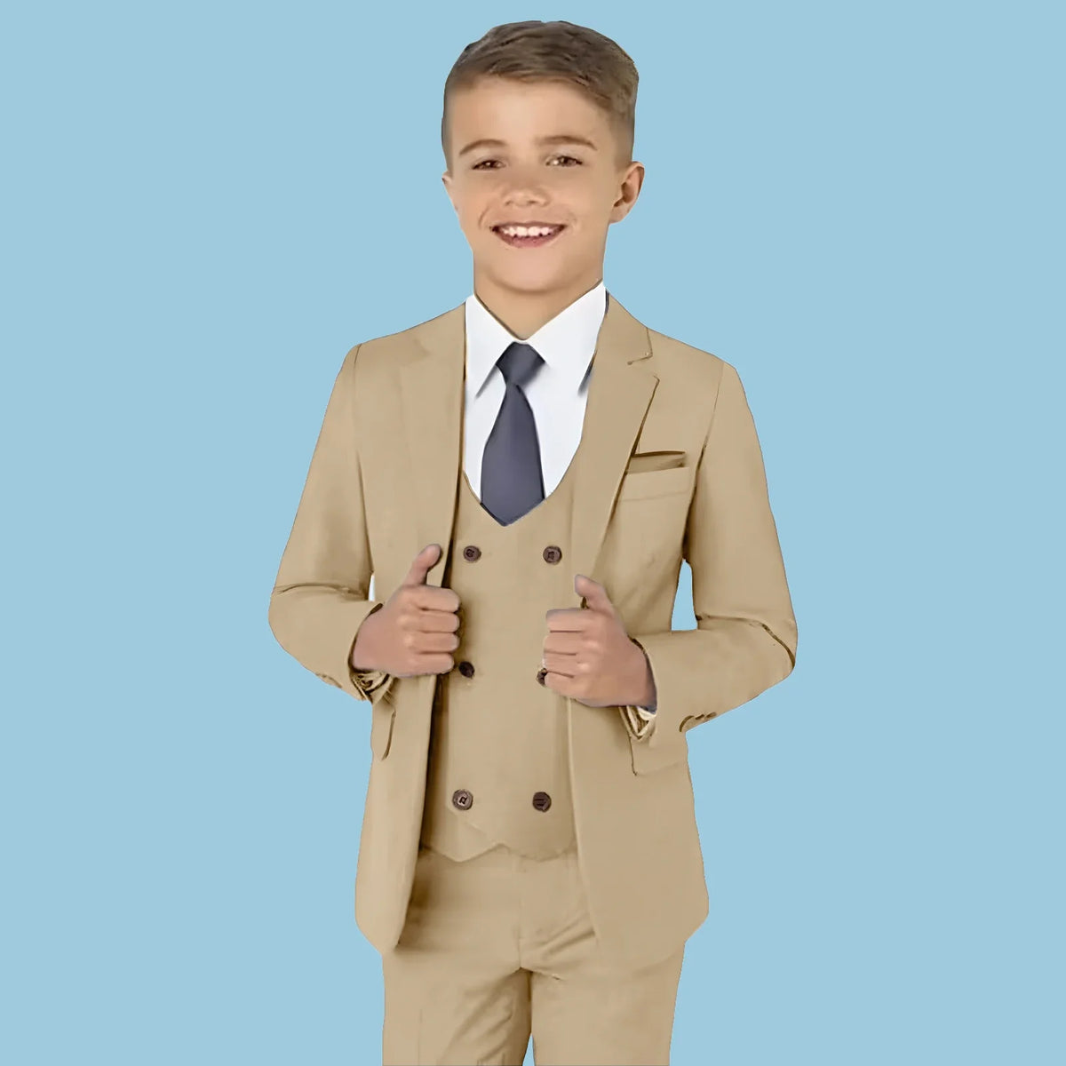 Classic Solid Paisley Suits for Boys 3-Piece Smart Stylish Boy's Tuxedo Formal Outfit For Kids Blazer Vest And Pants For Party