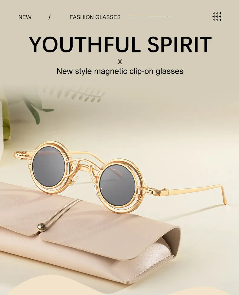 Steampunk Sunglasses For Men Metal Frame Vintage Retro Round Fashion Glasses Punk Dropshipping Gafas De Sol Lunette De Soleil