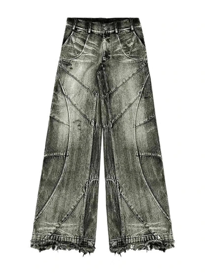 Vintage Y2k Streetwear Punk Hip Hop Jeans Women Pants Grunge Baggy Ripped Denim Trousers Gothic Distressed Wide Leg Jeans Goth