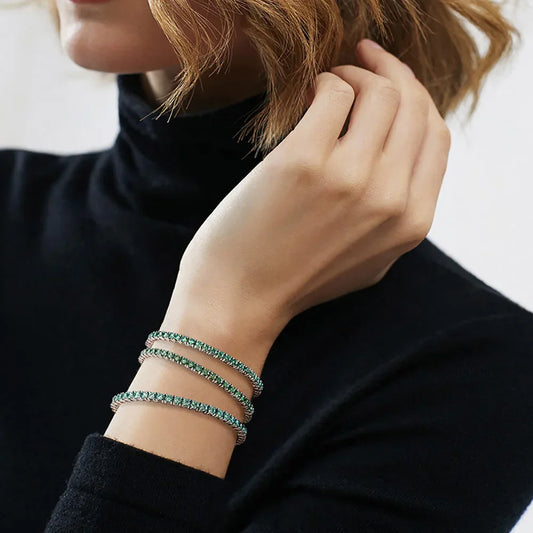 Bracelet tennis en moissanite verte 3 mm pour femme et homme, cadeau d'anniversaire, en argent sterling 925 plaqué or 18 carats