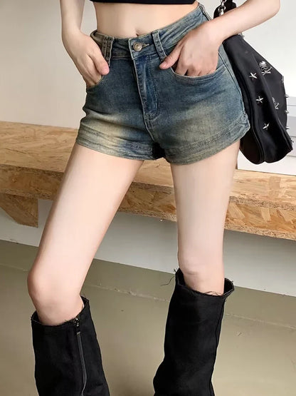 Summer Women Korean Retro Sexy Thin Hot Denim Shorts Jeans Lady Mini Pants Girls Tight Elastic High Street Ultra Short Jeans