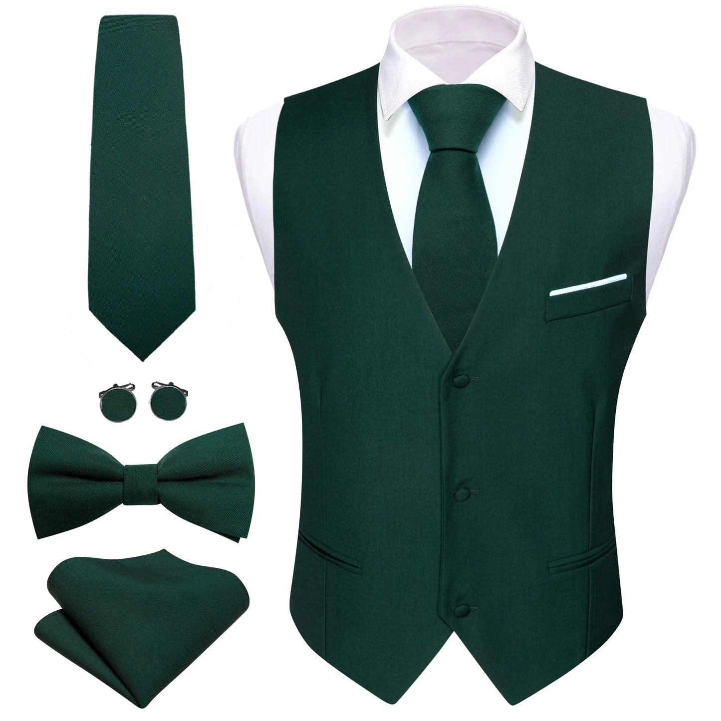 Men's 5-Piece Suit Set Vest/ tie/ bow tie/pocket handkerchief/cufflinks Complete set of formal and wedding accessories  Business