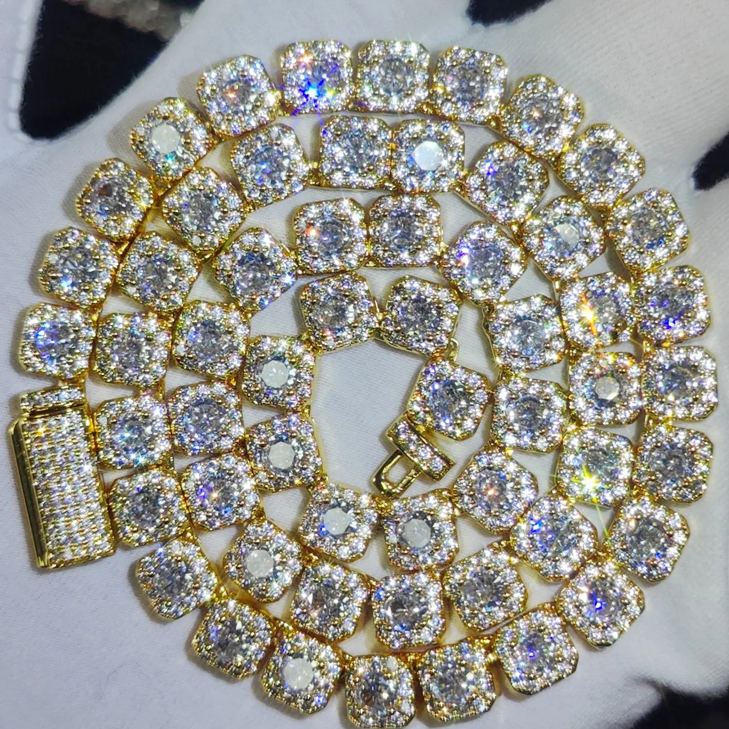 Clustered Diamond Tennis Chain Miami Tennis Link Bracelet for Women 7MM Iced Out CZ Cuban Necklace Hip Hop Jewelry Gifts