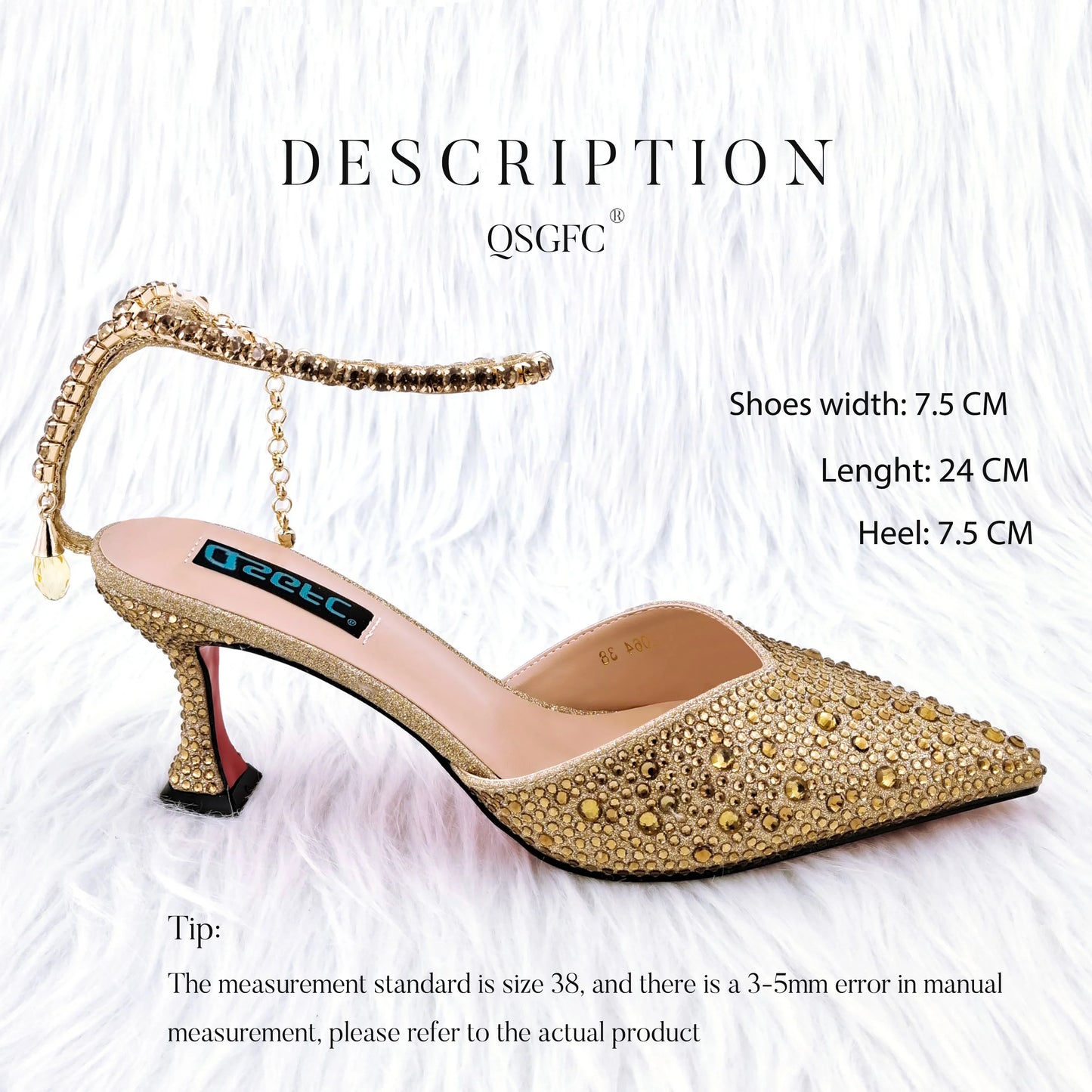 New Gold Glitter Fabric Pointed Toe High Heels With A Variety Of Shapes Of Rhinestones Fashion Party Ladies Shoes And Bag
