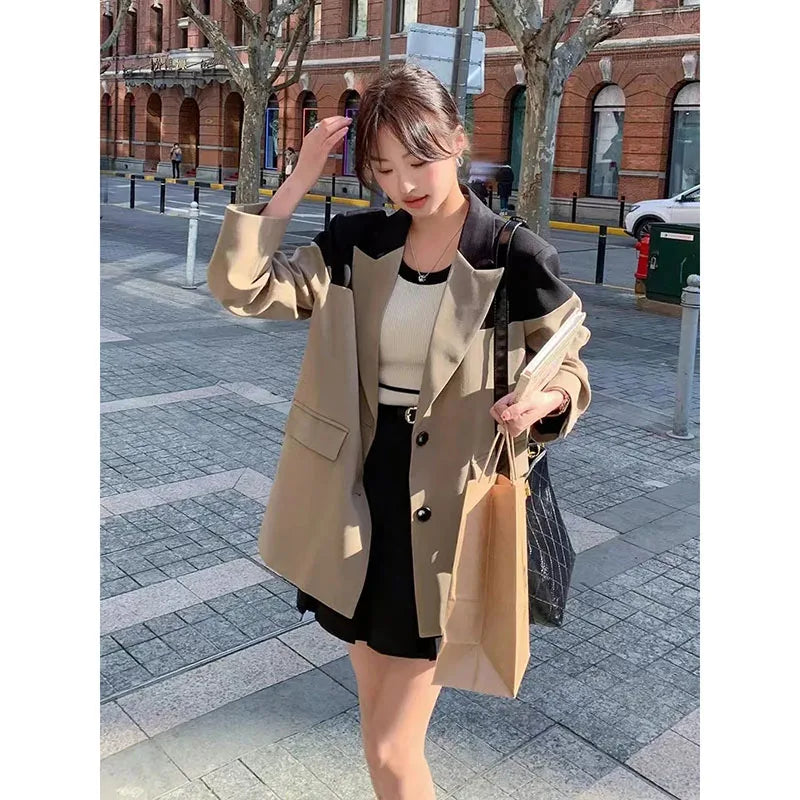 Women's Blazer Jacket 2025 Spring Autumn Korean Temperament Casual Ladies Outerwear Versatile Fashion Female Suit Coat