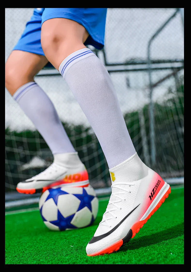 New Men Soccer Shoes Boys Cleats Adult Outdoor Breathable Football Boots Training Sport Long Spikes Non Slip Match Comfortable