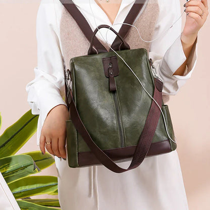 Female Backpack Multifunction PU Leather School Bag Women Shoulder Bag Travel Back Pack Mochila Feminina