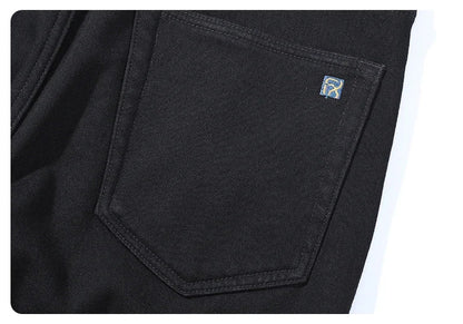 Winter Men's Fleece Warm Jeans Classic Black Plush Loose Straight Business Casual Pants Thermal Male Clothing 40 42 44