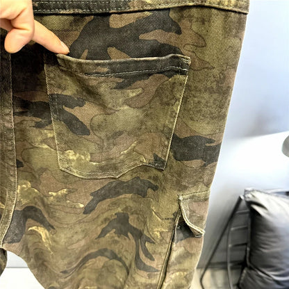 High Quality Vintage Multi-Pocket Camo Cargo Pants Mens Clothing High-End Fabric Tactical Baggy Pants Thick Casual Work Trousers