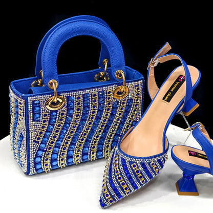 2025 Elegant Multicolor Color Women's  Heels and Rhinestone Handbag Set - Italian Design for Weddings and Parties