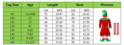 2026 Girl Boy Christmas Elf Costumes Santa Claus Kid Suit Festival Halloween Cosplay Sets Green Elves Clothes