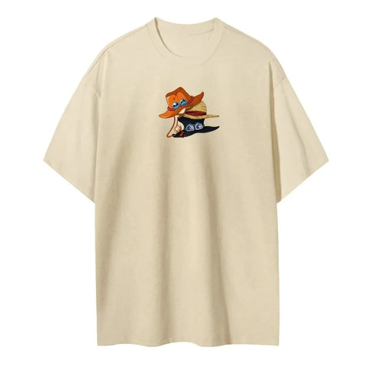 One Piece Men's Women's T-shirt Monkey D. Luffy Portgas D. Ace Sabo Anime Summer Spring Boy's Short Sleeves Parent-child Outfits