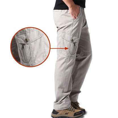 Plus Size Men's Cargo Pants Casual Loose Multi Pocket High Quality Cotton Pants Long Trousers Mens Jogger Pants 5XL 6XL